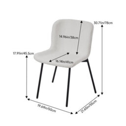 Darphe 2Pcs White Teddy Fleece Upholstered Dining Chair, 48Cm W X 54Cm D X 78Cm H - thumbnail 7