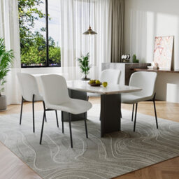 Darphe 2Pcs White Teddy Fleece Upholstered Dining Chair, 48Cm W X 54Cm D X 78Cm H - thumbnail 3