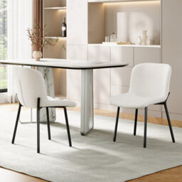Darphe 2Pcs White Teddy Fleece Upholstered Dining Chair, 48Cm W X 54Cm D X 78Cm H - thumbnail 2