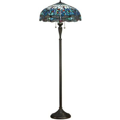 Tiffany Glass Dragonfly Floor Lamp - Dark Bronze Finish - 2 X 60W E27 Gls Led - image 1
