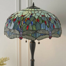 Tiffany Glass Dragonfly Floor Lamp - Dark Bronze Finish - 2 X 60W E27 Gls Led - thumbnail 3