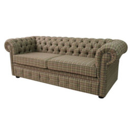 Chesterfield Genuine Arnold 3 Seater Sofa Balmoral Sage Green Wool In Classic Style - thumbnail 3