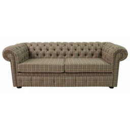 Chesterfield Genuine Arnold 3 Seater Sofa Balmoral Sage Green Wool In Classic Style - thumbnail 1