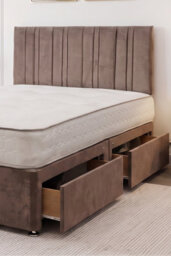 "Knight Sleep Sky Mocca Plush Bed Set With Mattress, 2 Drawers Same Side & 24""headboard, 4Ft - Small Double" - thumbnail 2