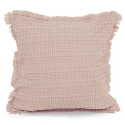 Velosso Shabby Chic Waffle Cotton Cushion, Decorative Sofa Throw Cushion With Zip Closure - Pink - thumbnail 1