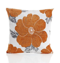 Luxury Living Poppy Luxury Floral Chenille Cushion Orange/grey