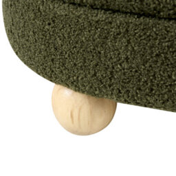 Wyld And Coco Green Boucle Pouffe With Pine Wood Legs - Round Footstool W42 X H41Cm - thumbnail 6