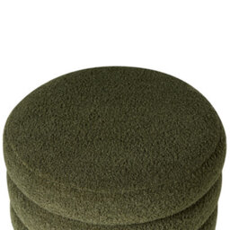 Wyld And Coco Green Boucle Pouffe With Pine Wood Legs - Round Footstool W42 X H41Cm - thumbnail 5