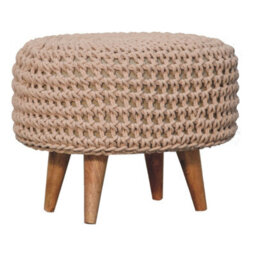 Wyld Haus Mantua Beige Hand-Woven Oblong Footstool With Oak-Effect Legs - thumbnail 3