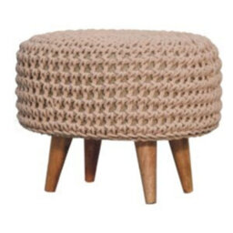 Wyld Haus Mantua Beige Hand-Woven Oblong Footstool With Oak-Effect Legs - thumbnail 4