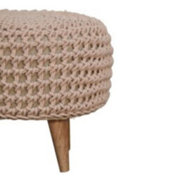 Wyld Haus Mantua Beige Hand-Woven Oblong Footstool With Oak-Effect Legs - thumbnail 7