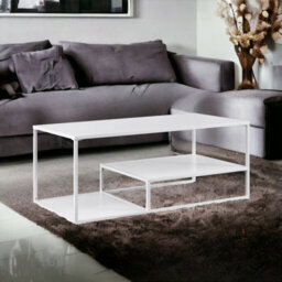 Urbn-Living Urbnliving 47Cm Height Modern Tiered Metal And Wood Coffee Table Coffee Sofa End Table Tv Stand Unit White - thumbnail 1