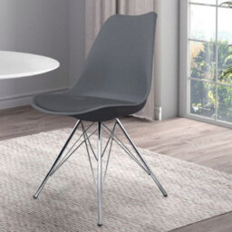 Fusion Living Soho Dark Grey Plastic Dining Chair With Chrome Metal Legs - thumbnail 2