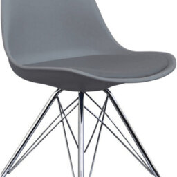 Fusion Living Soho Dark Grey Plastic Dining Chair With Chrome Metal Legs - thumbnail 3