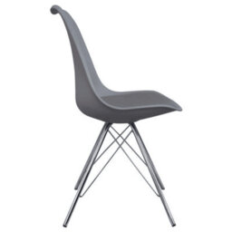 Fusion Living Soho Dark Grey Plastic Dining Chair With Chrome Metal Legs - thumbnail 6