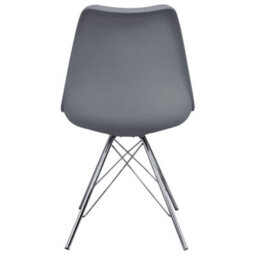Fusion Living Soho Dark Grey Plastic Dining Chair With Chrome Metal Legs - thumbnail 4