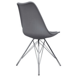 Fusion Living Soho Dark Grey Plastic Dining Chair With Chrome Metal Legs - thumbnail 5