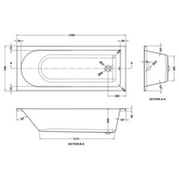 FNX Bathrooms Waterproof 600mm Vanity Unit With Single Ended Bath, Gloss White Front Panel & Matt Black Grid Bath Screen - thumbnail 3