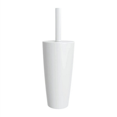 Toilet Brush & Holder White Flexible Bristles For Deep Cleaning - image 1