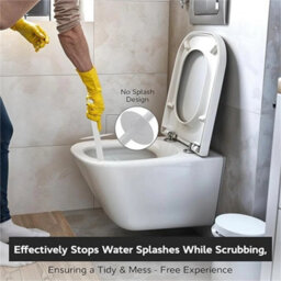 Toilet Brush & Holder White Flexible Bristles For Deep Cleaning - thumbnail 5