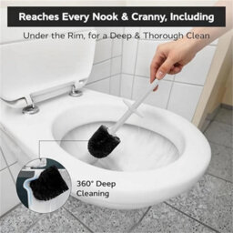 Toilet Brush & Holder White Flexible Bristles For Deep Cleaning - thumbnail 4