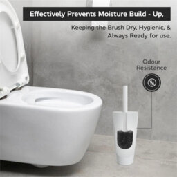 Toilet Brush & Holder White Flexible Bristles For Deep Cleaning - thumbnail 3