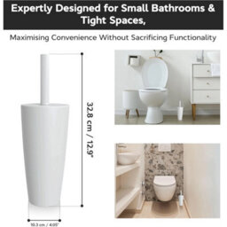 Toilet Brush & Holder White Flexible Bristles For Deep Cleaning - thumbnail 2