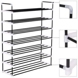 Walplus Shoe Rack With 7 Shelves Metal And Plastic Black - thumbnail 3