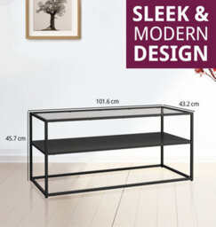 Hallowood Furniture Bewdley Metal Coffee Table With Glass Top - thumbnail 3