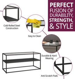 Hallowood Furniture Bewdley Metal Coffee Table With Glass Top - thumbnail 2