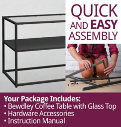 Hallowood Furniture Bewdley Metal Coffee Table With Glass Top - thumbnail 7