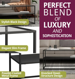 Hallowood Furniture Bewdley Metal Coffee Table With Glass Top - thumbnail 4