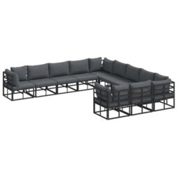 Berkfield Modern Garden Sofa Set With Cushion 11 Pcs Black Aluminium