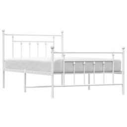 Berkfield Metal Bed Frame With Headboard And Footboard White 100X200 Cm - thumbnail 4