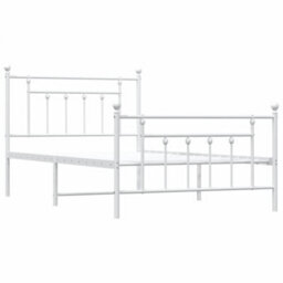 Berkfield Metal Bed Frame With Headboard And Footboard White 100X200 Cm - thumbnail 5