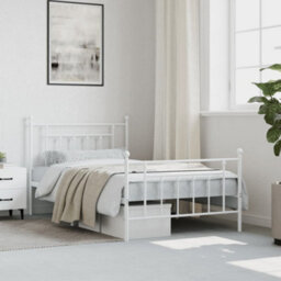 Berkfield Metal Bed Frame With Headboard And Footboard White 100X200 Cm - thumbnail 3