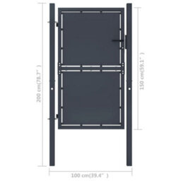 Berkfield Garden Gate Steel 100X150 Cm Anthracite - thumbnail 4