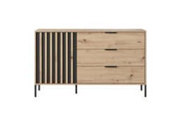 Arte Tally Chest Of Drawers - Elegant Wooden Dresser With Versatile Storage (W)1380mm (H)820mm (D)400mm - Oak Artisan & Anthracite - thumbnail 3