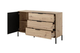 Arte Tally Chest Of Drawers - Elegant Wooden Dresser With Versatile Storage (W)1380mm (H)820mm (D)400mm - Oak Artisan & Anthracite - thumbnail 2