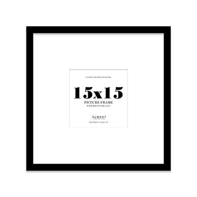 "15X15"" Black Picture Frame - 15X15"" Square Frame With 11X11"" Mount For 15X15""/11X11"" Pictures Art Deco Style Room Decor, 1 Pack" - image 1