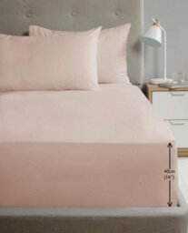 "Homespace Direct Ltd Luxury Super Soft Percale Plain 16"" Deep Fitted Sheet Super King Blush Fitted Sheet" - thumbnail 2