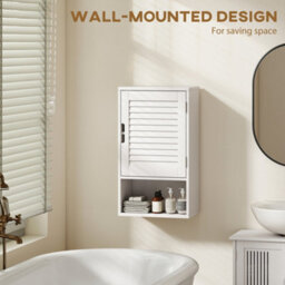 Homcom Bathroom Cabinet, Wall Mounted Cabinet With Adjustable Shelves, White - thumbnail 7