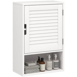 Homcom Bathroom Cabinet, Wall Mounted Cabinet With Adjustable Shelves, White - thumbnail 2