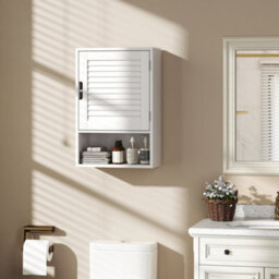 Homcom Bathroom Cabinet, Wall Mounted Cabinet With Adjustable Shelves, White - thumbnail 1