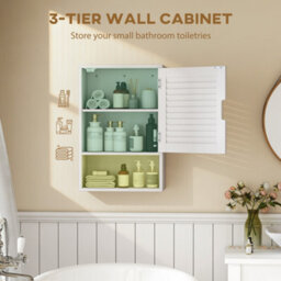 Homcom Bathroom Cabinet, Wall Mounted Cabinet With Adjustable Shelves, White - thumbnail 4