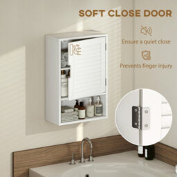 Homcom Bathroom Cabinet, Wall Mounted Cabinet With Adjustable Shelves, White - thumbnail 6