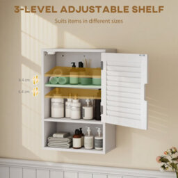 Homcom Bathroom Cabinet, Wall Mounted Cabinet With Adjustable Shelves, White - thumbnail 5