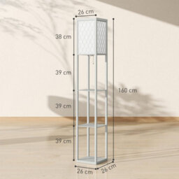 Light Grey Floor Lamp Standing Light With 3 Open Shelves For Living Room - thumbnail 2