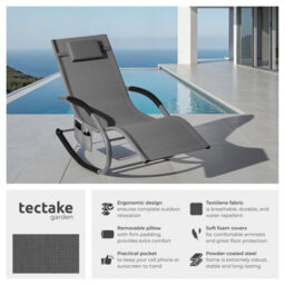 Tectake Set Of 2 Sun Lounger Taya With A Modern Design, Rocking Function And Breathable Surface - Grey - thumbnail 2