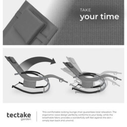 Tectake Set Of 2 Sun Lounger Taya With A Modern Design, Rocking Function And Breathable Surface - Grey - thumbnail 4